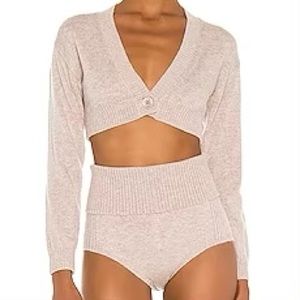 Michael Costello Revolve cropped wool-blend cardigan sweater. 🤎